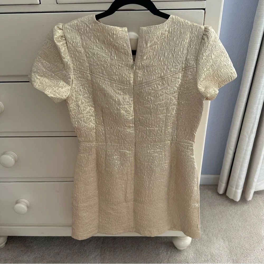 LOFT Metallic Brocade Short Sleeve Mini Dress - Picture 4 of 5